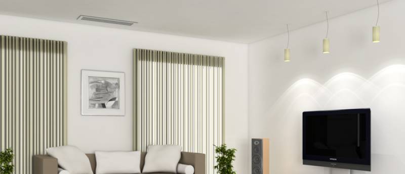 climatisation intégrée avec des grilles de soufflage dans le séjour à Ollioules près de Toulon