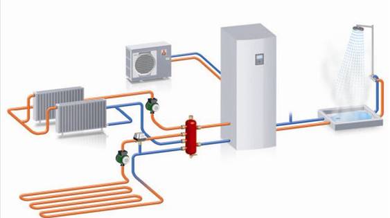 Exemple circuit chauffage et eau chaude par pompe à chaleur Clim Alizé à Ollioules